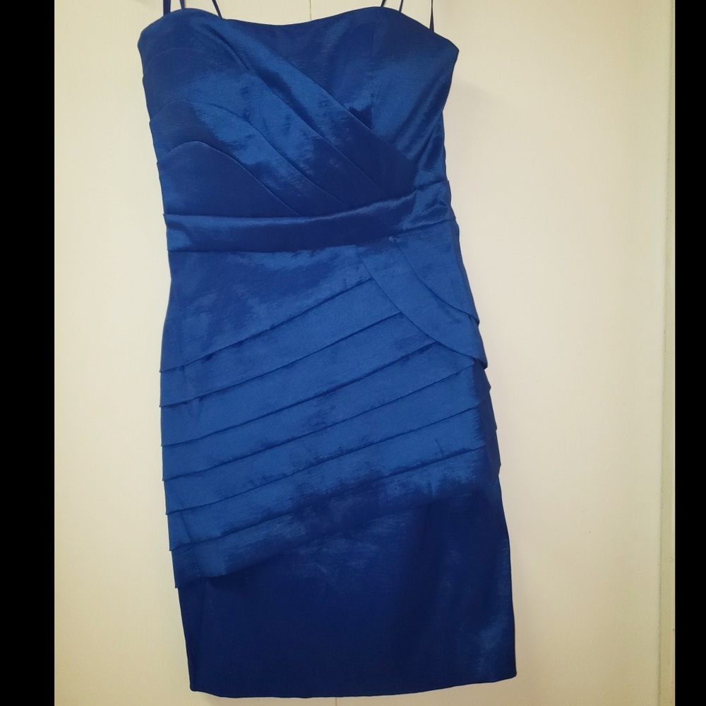 Max and Cleo Blue Straples Sweetheart Dress